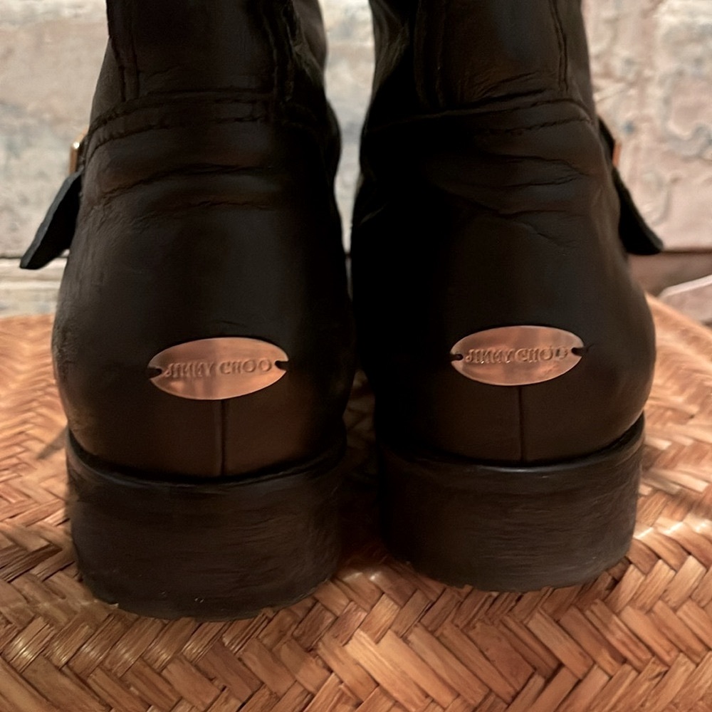 EUC Jimmy Choo Biker Boot, Mid Calf, Gold Hardware /42/12/ - Picture 3 of 10